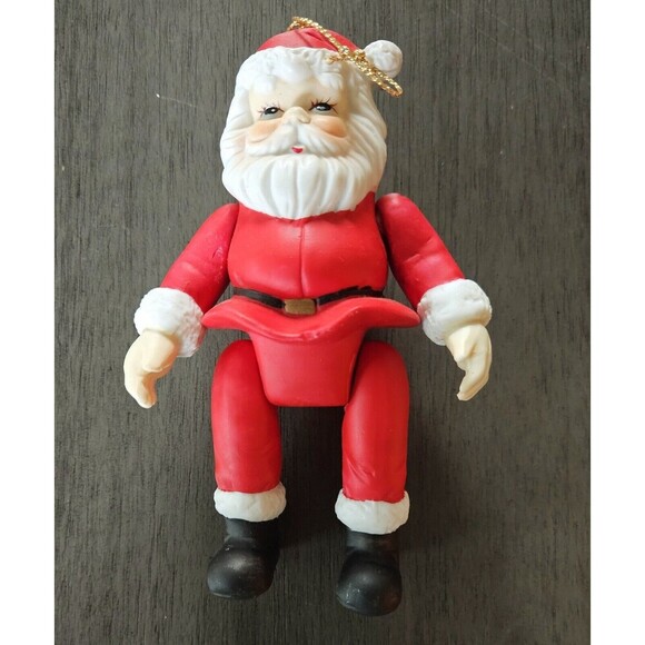 Vtg Santa Christmas Ornament Limbs Move Articulated Arms Legs Porcelain - Picture 3 of 6